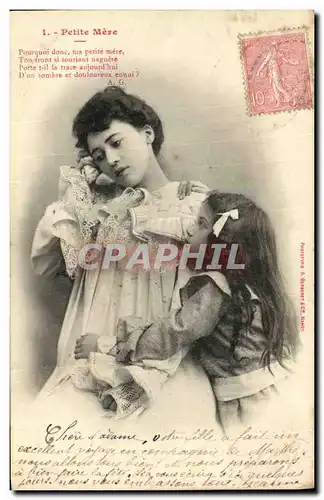 Cartes postales Fantaisie Femme et Enfant Petite mere