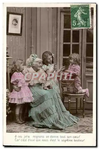 Cartes postales Fantaisie Enfants et grand mere