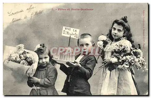 Ansichtskarte AK Fantaisie Enfants Fetes de porte bonheur