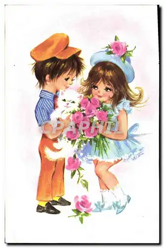 Cartes postales moderne Fantaisie Enfants Chat