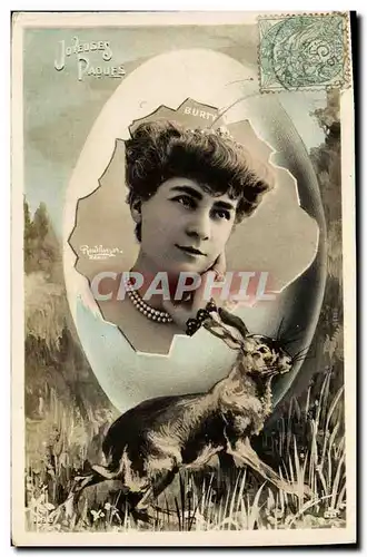 Cartes postales Fantaisie Femme Joyeuses Paques lapin