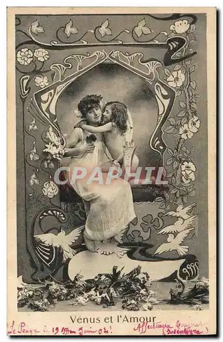 Cartes postales Fantaisie Femme Venus et l amour Ange