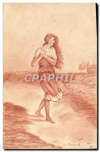 Cartes postales Fantaisie Femme La tempete