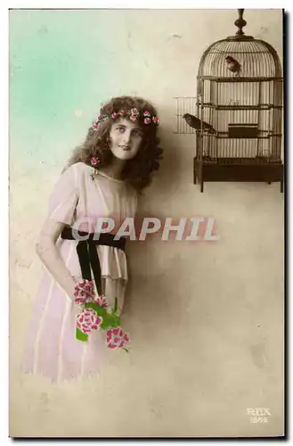 Cartes postales Fantaisie Femme Oiseaux