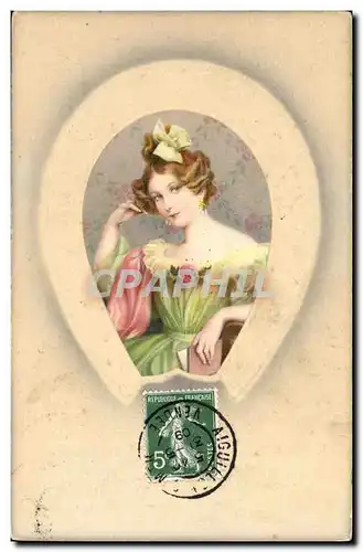 Cartes postales Fantaisie Femme Fer a cheval