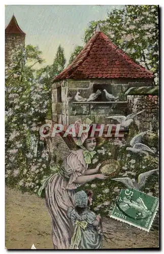 Cartes postales Fantaisie Femme Colombes