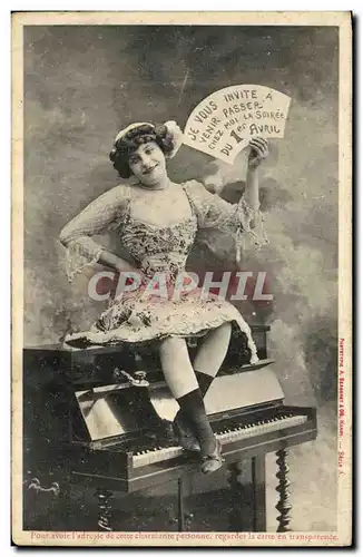 Cartes postales Fantaisie Femme Piano 1er avril