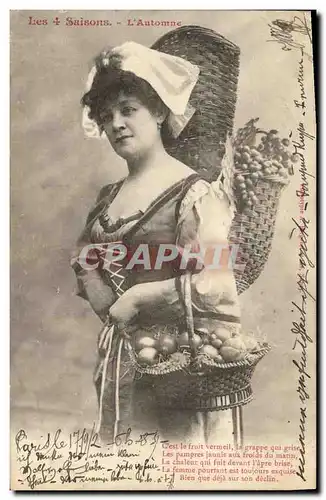 Cartes postales Fantaisie Femme Les 4 saisons L automne