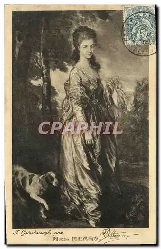 Cartes postales Fantaisie Femme Gainsborough Mrs Mears Chien