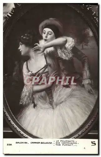 Cartes postales Fantaisie Femme Salon 1911 Carrier Belleuse La poursuite Clown