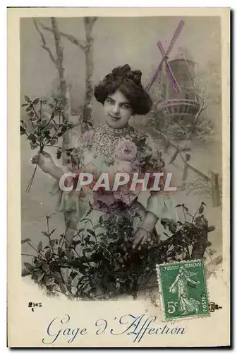 Cartes postales Fantaisie Femme Moulin