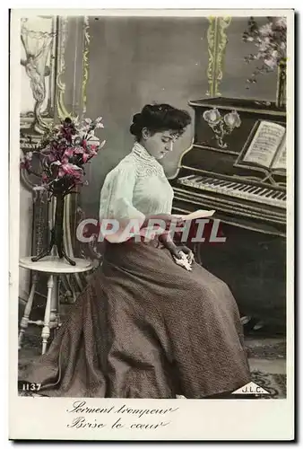 Cartes postales Fantaisie Femme Piano