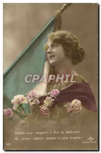 Cartes postales Fantaisie Femme Drapeau