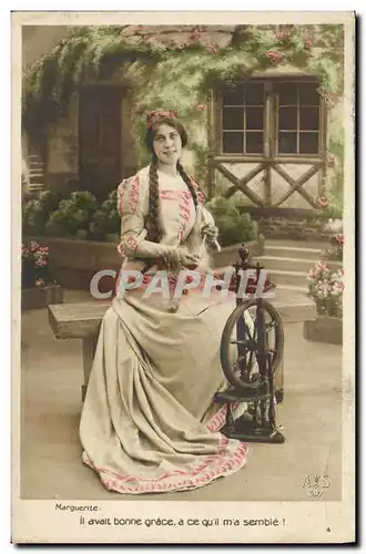 Cartes postales Fantaisie Femme Marguerite au rouet