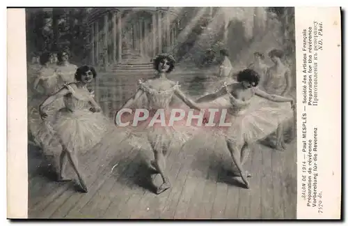 Cartes postales Fantaisie Femme Salon 1914 Preparation de reverence Danse Paul Mesples