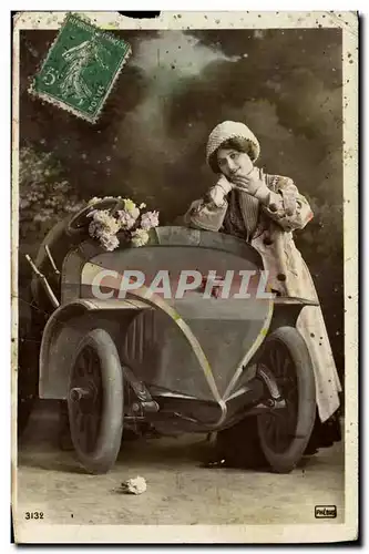 VINTAGE POSTCARD Automobile Fantasy Woman