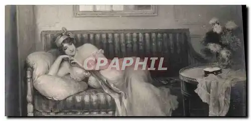 Cartes postales Fantaisie Femme salon 1914 Edouard Gelhay Reverie