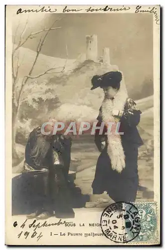 Cartes postales Fantaisie Femme Sous la neige