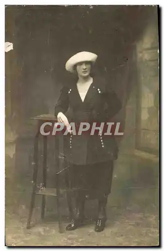 CARTE PHOTO Fantaisie Femme Garconne