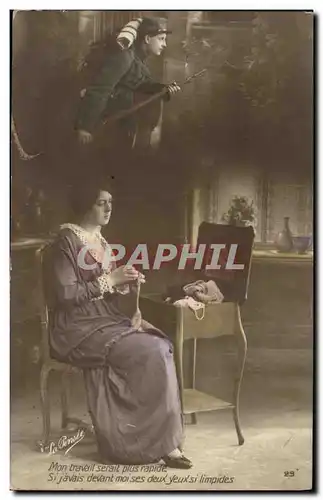 Cartes postales Fantaisie Femme Soldat Militaria