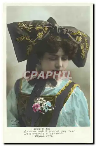 Cartes postales Fantaisie Femme Alsace Folklore Costume