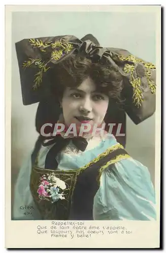 Cartes postales Fantaisie Femme Alsace Folklore Costume