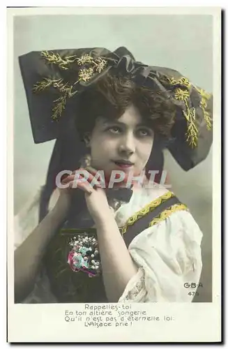 Cartes postales Fantaisie Femme Alsace Folklore Costume