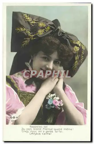 Cartes postales Fantaisie Femme Alsace Folklore Costume