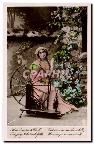 Cartes postales Fantaisie Femme Rouet