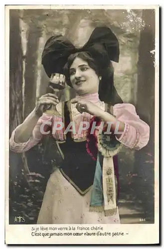 Ansichtskarte AK Fantaisie Femme Alsace Folklore Costume