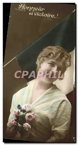Cartes postales Fantaisie Femme Drapeau Bleu Blanc Rouge