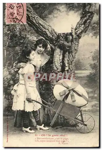 Cartes postales Fantaisie Femme Enfant Oh le gros oeuf