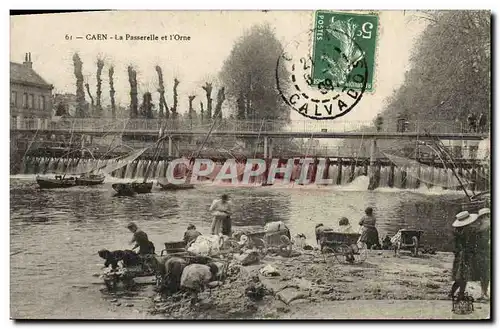 Cartes postales Caen Le Passerelle et L Orne Lavandieres TOP