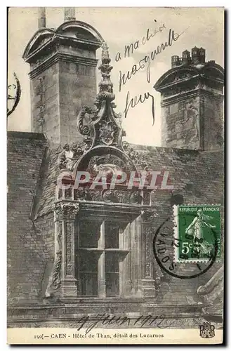 Cartes postales Caen Ancien L Hotel de Than Detail des lucarnes