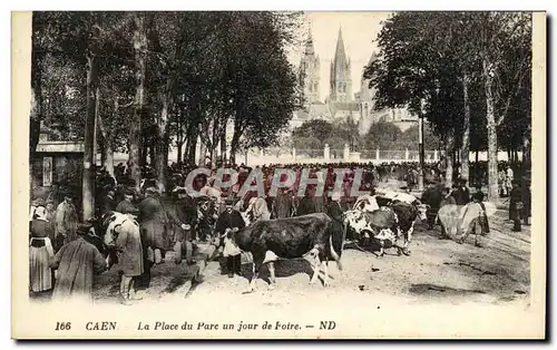 Cartes postales Caen La Place du Pare un Jour de Foire Vacehs TOP