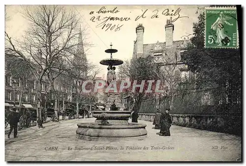 Ansichtskarte AK Caen Le Boulevard Saint Pierre la Fontaine des Trois Graces