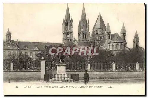 Ansichtskarte AK Caen La statue de Louis XIV Le Lycee et l abbaye aux hommes