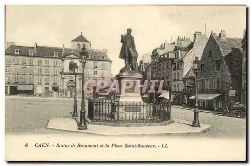 Ansichtskarte AK Caen Statue de Beaumont et la Place Saint Sauveur