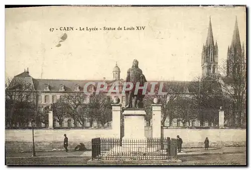 Ansichtskarte AK Caen Le Lycee Statue de Louis XIV