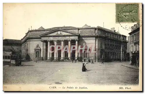 Ansichtskarte AK Caen Le Palais de Justice Tramway