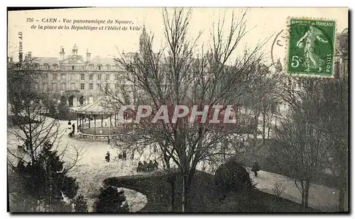 Cartes postales Caen Vue Panoramique deu Square de la Place de la Republique et L Hotel de Ville