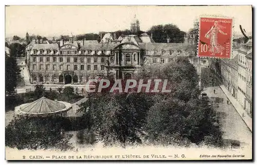 Ansichtskarte AK Caen Place De La Repubique Et L Hotel De Ville