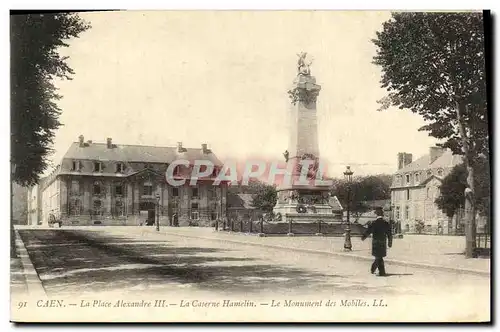 Ansichtskarte AK Caen La Place Alexandre III Caserne Hamelin et Monument Militaria