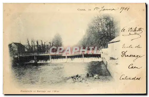 Cartes postales Caen Passerelle et barrage sur l Orne Lavandieres