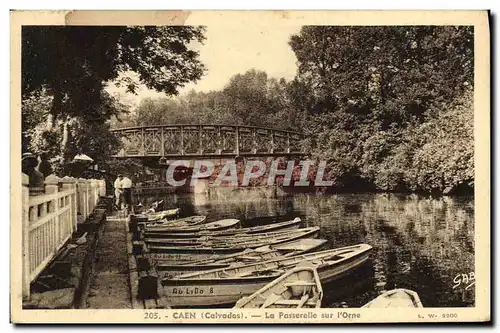 Cartes postales Caen La Passerelle sur L Orne Bateaux