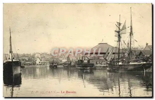 Ansichtskarte AK Caen Le Bassin Bateaux