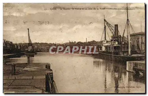 Cartes postales Caen Le Bassin St pierre et un coin de la ville Bateaux