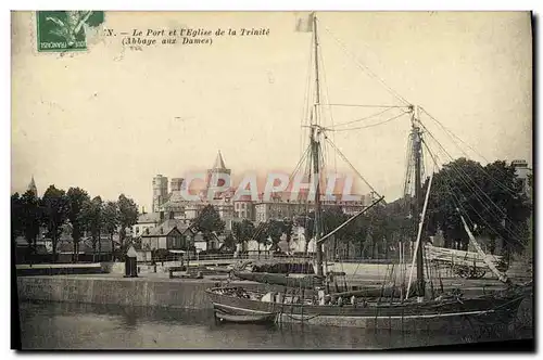 Ansichtskarte AK Caen Le Port et l Eglise de la Trinite Bateau Voilier