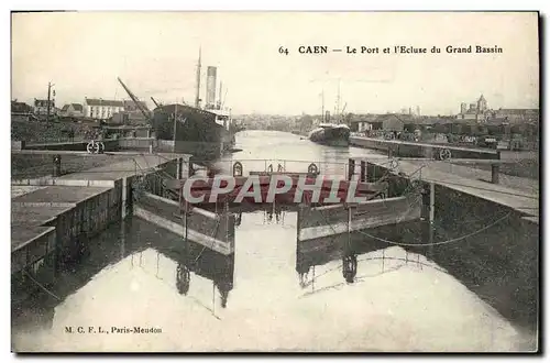 Ansichtskarte AK Caen Le Port et l Ecluse du Grand Bassin Bateaux