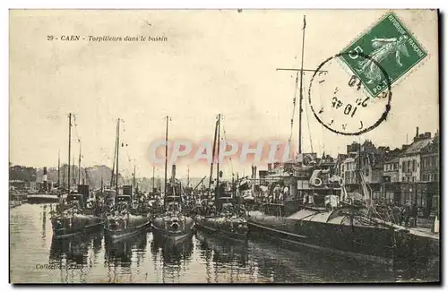 Cartes postales Caen Torpilleurs dans le bassin Bateaux